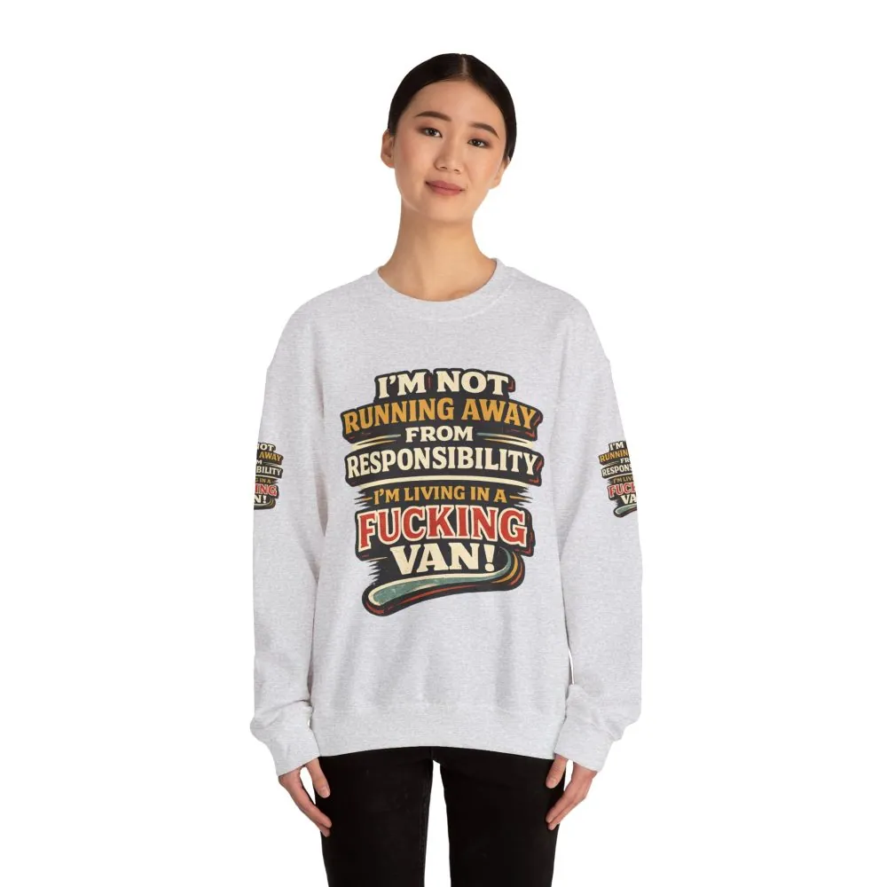 Unisex Heavy Blend™ Crewneck Sweatshirt — "I`m Not running Away" Design F**K-Line