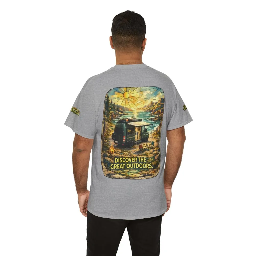 Unisex Heavy Cotton Tee — "Discover The Great Outdoors" Design Cubic-Line