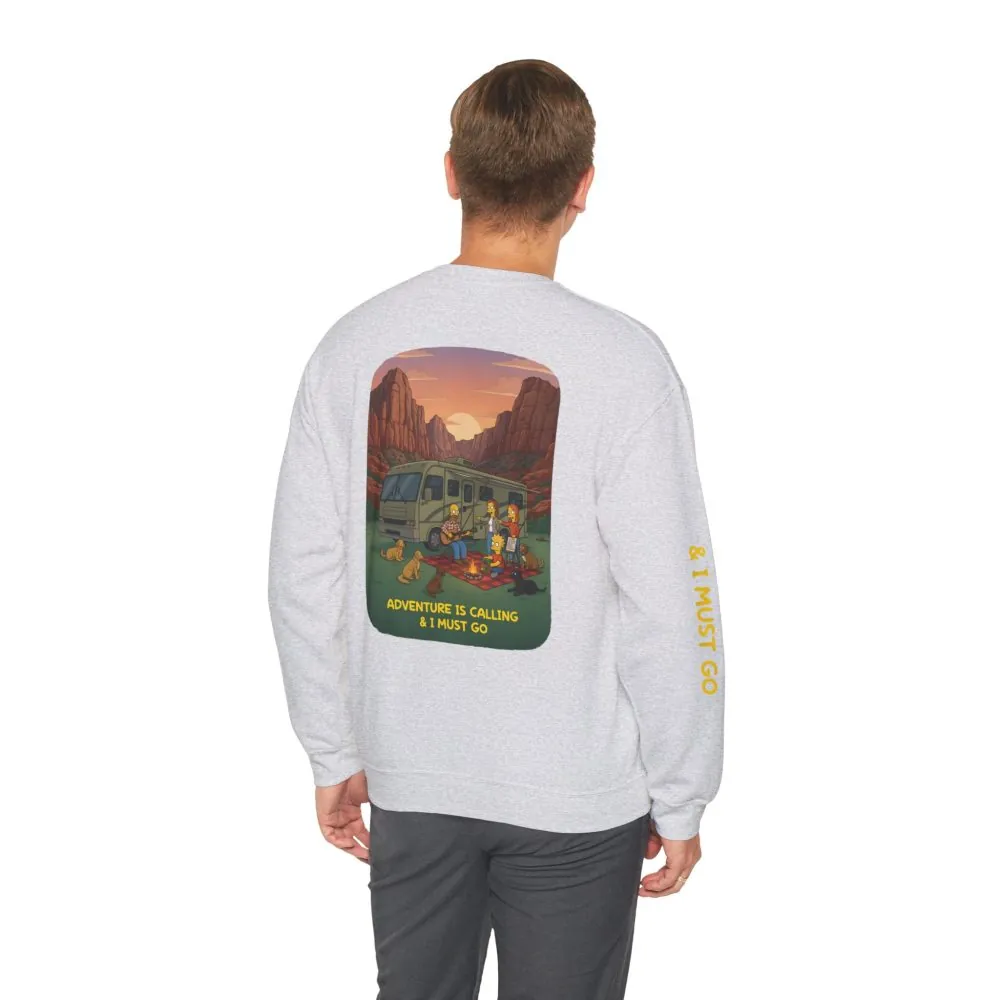 11562173081998664270_2048.jpeg Unisex Heavy Blend™ Crewneck Sweatshirt — "Adventure Is Calling-I Must Go" Design Sitcom-Line