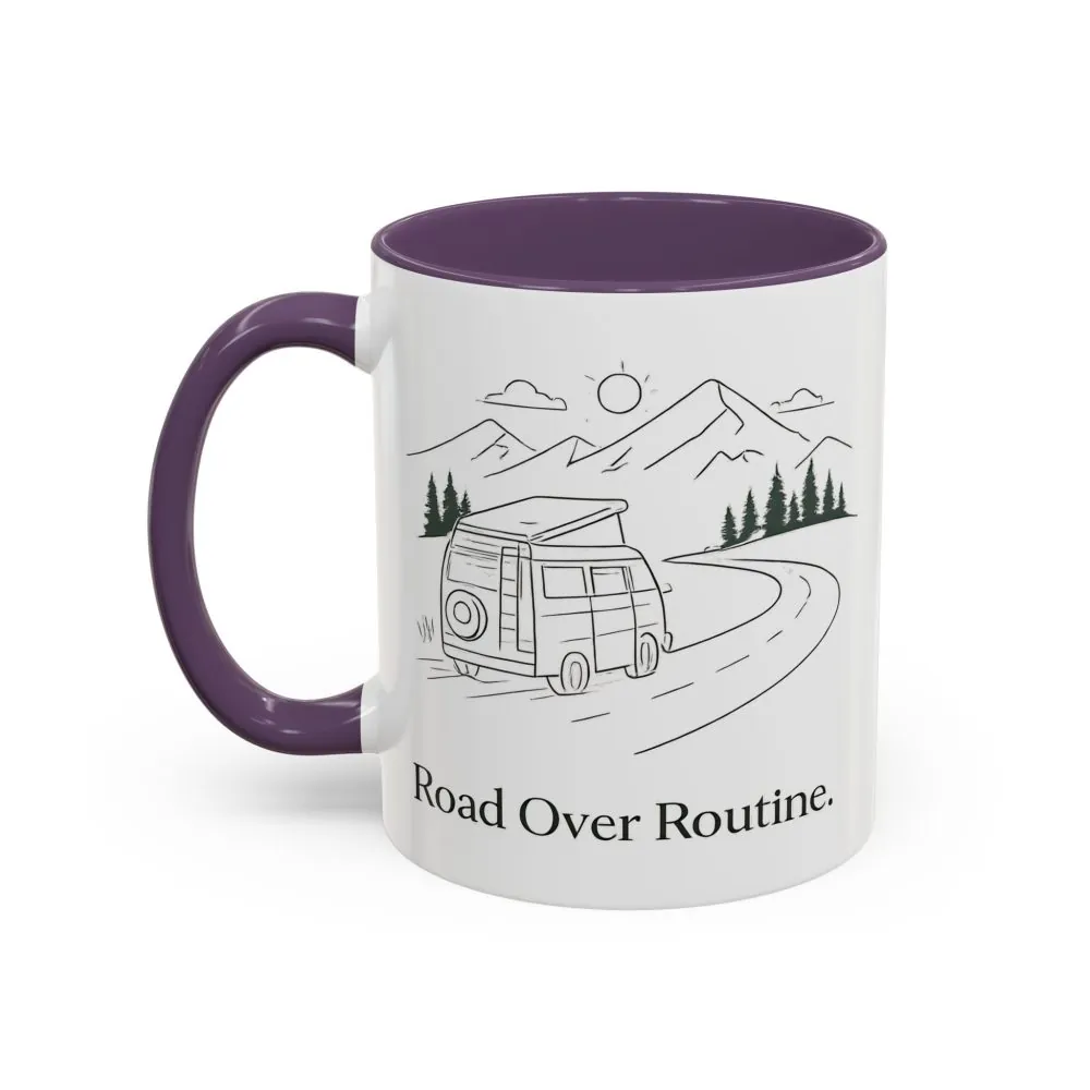 11565103633098395932_2048.jpeg Accent Coffee Mug (11, 15oz) — "Road Over Routine" Design Minimal-Line