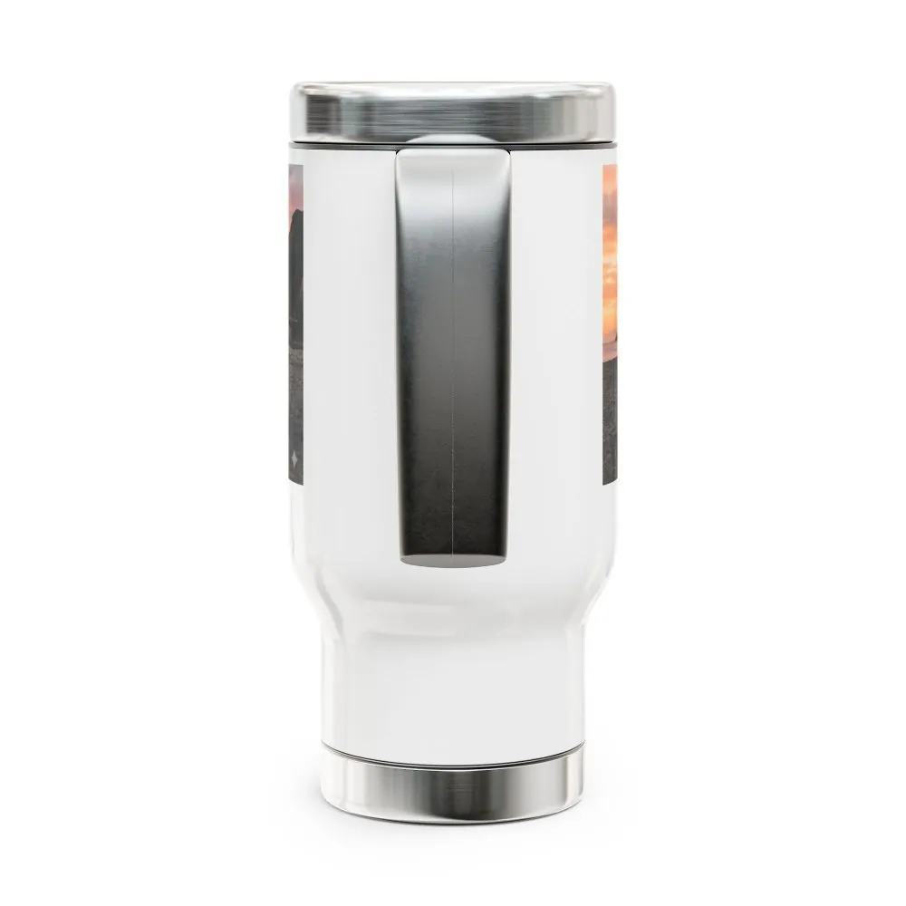 Stainless Steel Travel Mug with Handle, 14oz — "My Other House Is a Campervan (And It’s Way Cooler)"