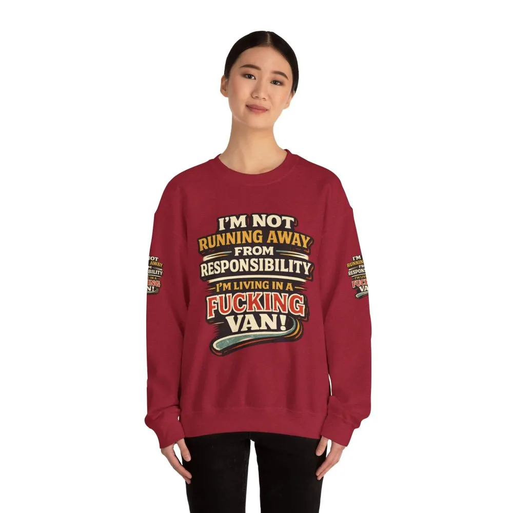 Unisex Heavy Blend™ Crewneck Sweatshirt — "I`m Not running Away" Design F**K-Line