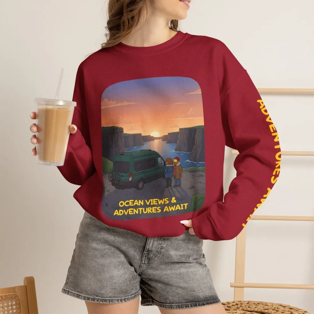 1157011972490429553_2048.jpeg Unisex Heavy Blend™ Crewneck Sweatshirt — "Ocean Views-Adventures Awaits" Design Sitcom-Line