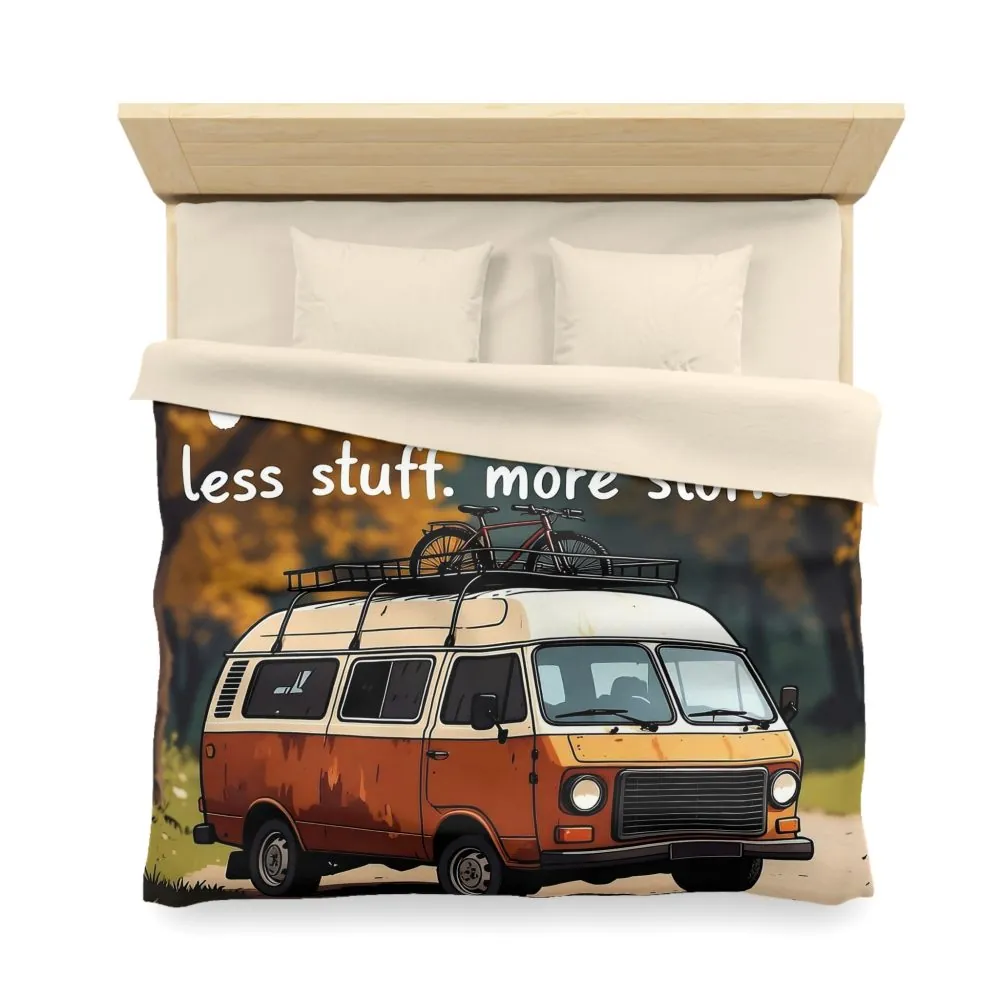 Duvet Cover — "Vanlife Less Stuff, More Stories" Retro Camper Bedding