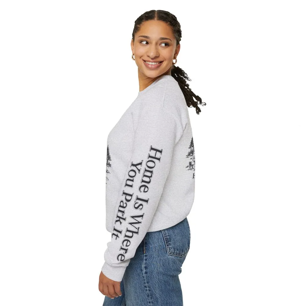 11570795496241371248_2048.jpeg Unisex Heavy Blend™ Crewneck Sweatshirt — "Home Is Where You Park It" Design Minimal-Line