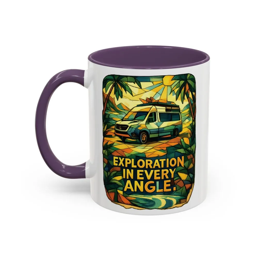 Accent Coffee Mug (11, 15oz) — "Exploration In Every Angle" Design Cubic-Line