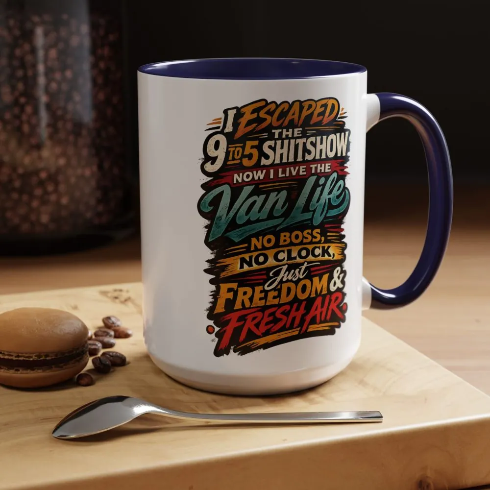 11592923535421973157_2048.jpeg Accent Coffee Mug (11, 15oz) — "I Escaped The 9 To 5" Design F**K-Line
