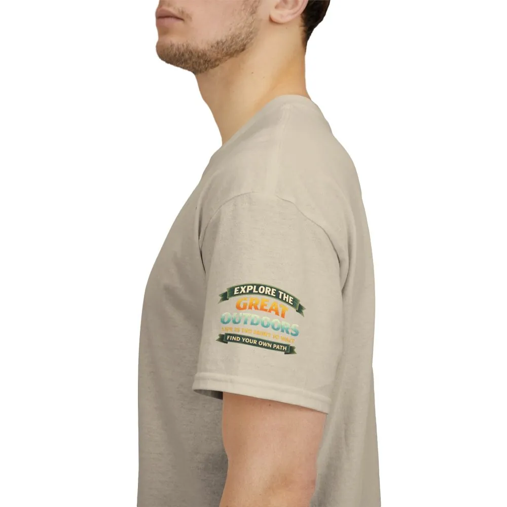 Unisex Heavy Cotton Tee — "Explore The Great Outdoors" Design Scenic-Line