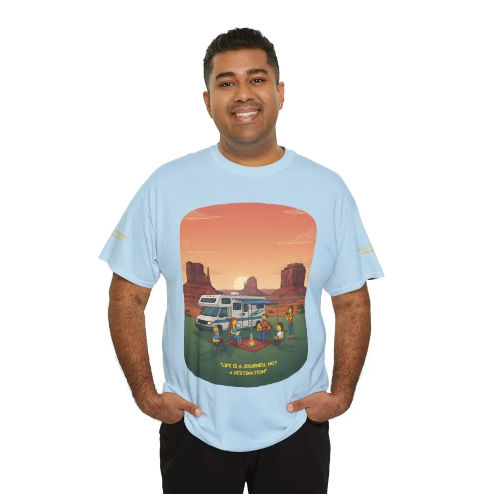 Unisex Heavy Cotton Tee — "Life Is A Journey-Not A Destination" Design Sitcom-Line
