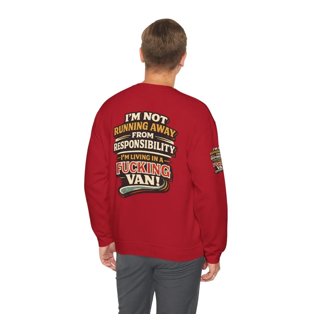 Unisex Heavy Blend™ Crewneck Sweatshirt — "I`m Not running Away" Design F**K-Line