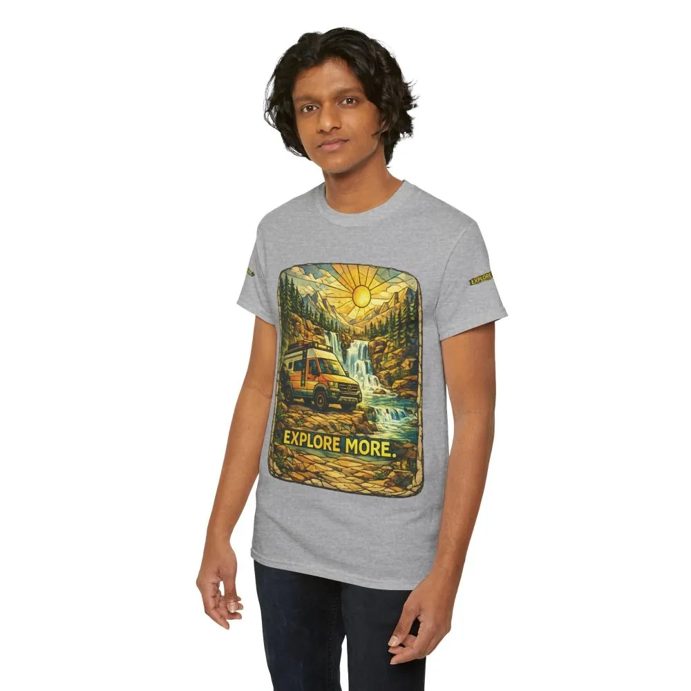 Unisex Heavy Cotton Tee — "Explore More" Design Cubic-Line