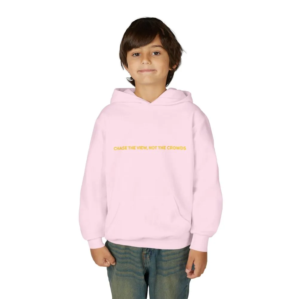 Youth Hoodie(Gildan) – "Chase The Views-Not The Crowds" (Design Sitcom-Line)