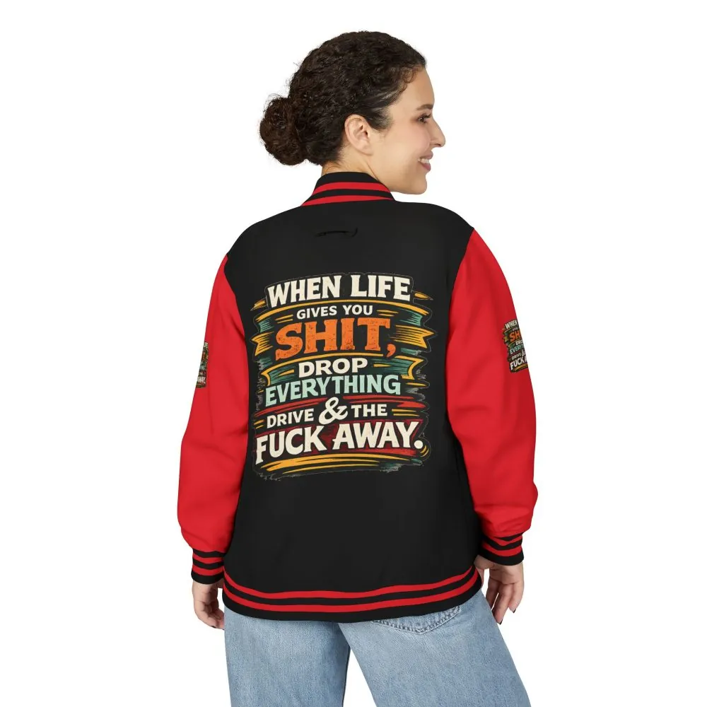 Unisex Heavyweight Letterman Jacket — "When Live Gives You Shit" Design F**K-Line