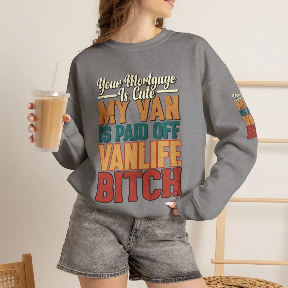 Unisex Heavy Blend™ Crewneck Sweatshirt — "Your Mortgage Is Cute" Design F**K-Line