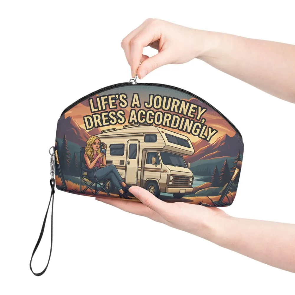 Makeup Bag — "Lifes A Journey Dress Accordingly" campervan quoted