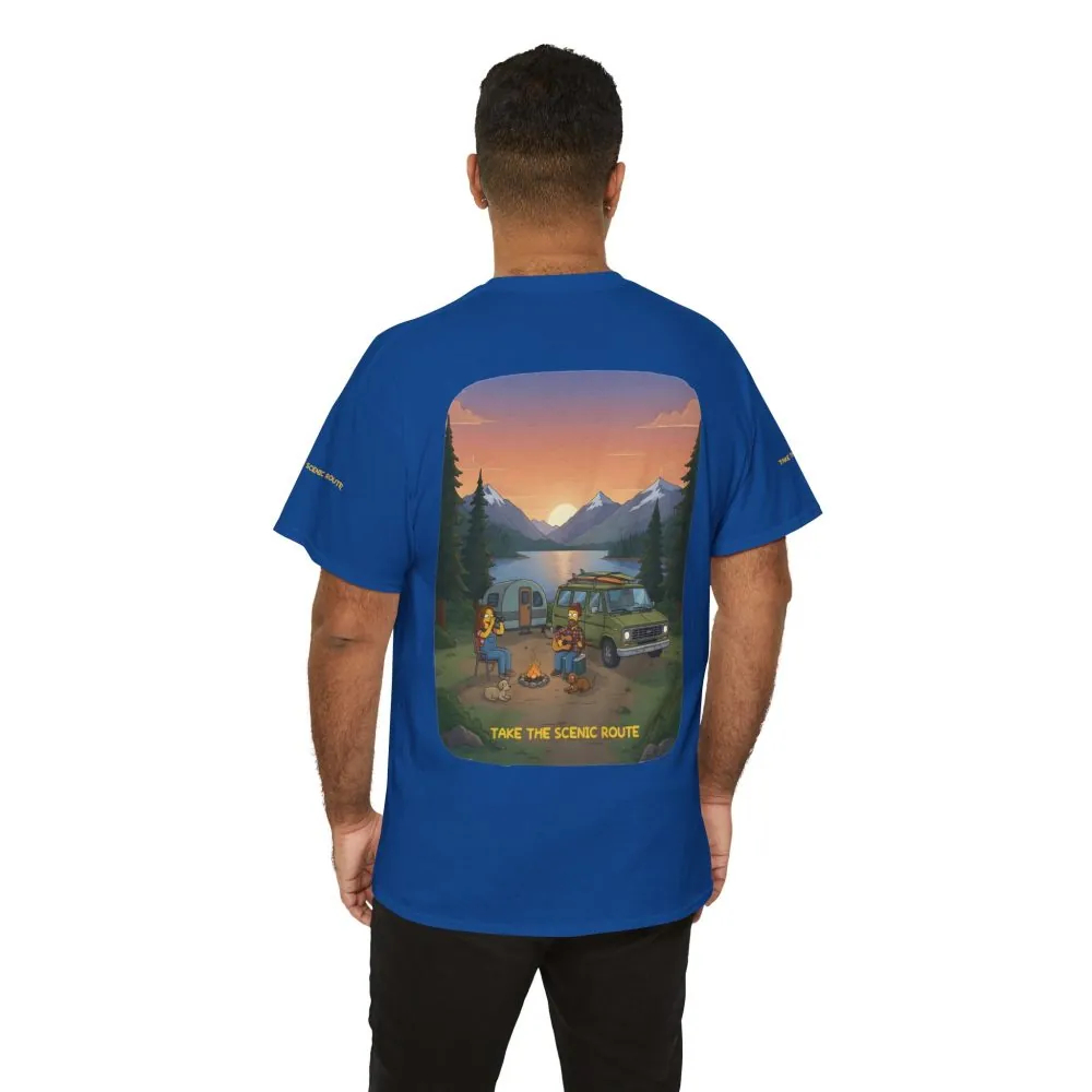 Unisex Heavy Cotton Tee — "Take The Scenic Route" Design Sitcom-Line