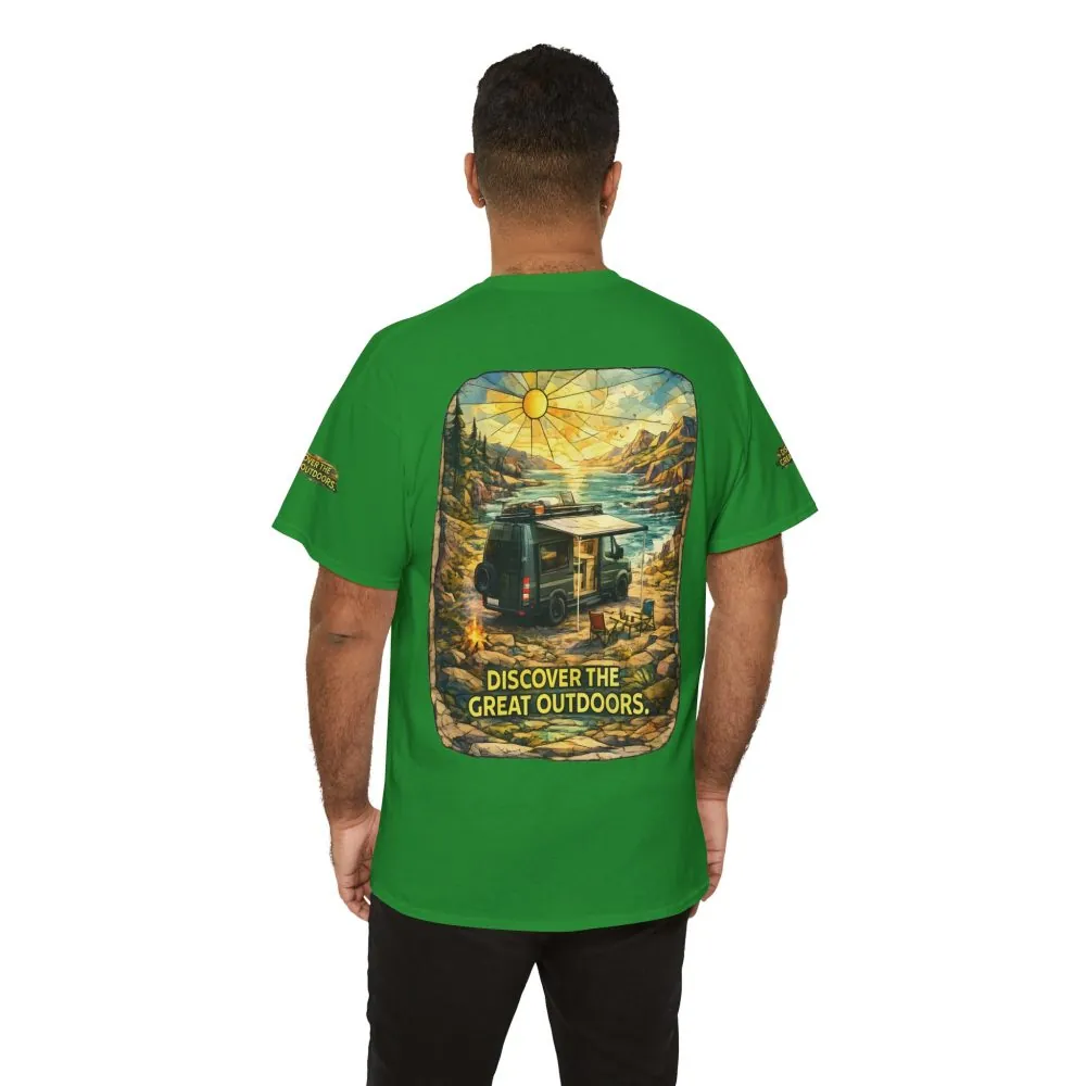 Unisex Heavy Cotton Tee — "Discover The Great Outdoors" Design Cubic-Line