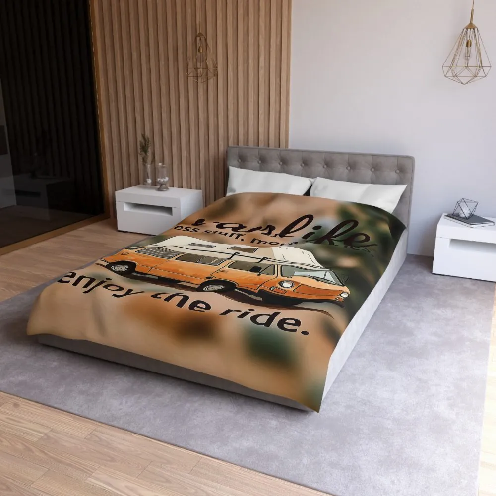 Duvet Cover – “Vanlife - Less Stuff. More Stories. Enjoy the Ride.” Camper Van Bedding