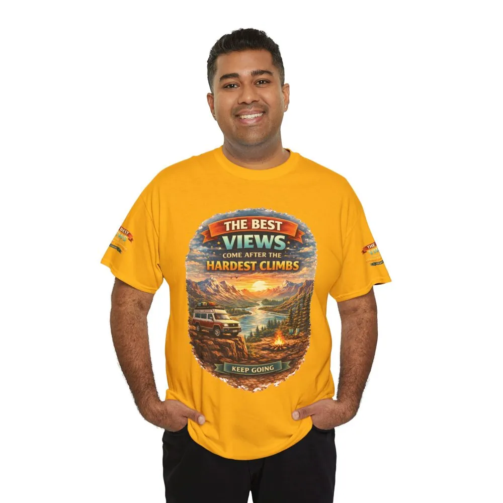 Unisex Heavy Cotton Tee — "The Best Views" Design Scenic-Line