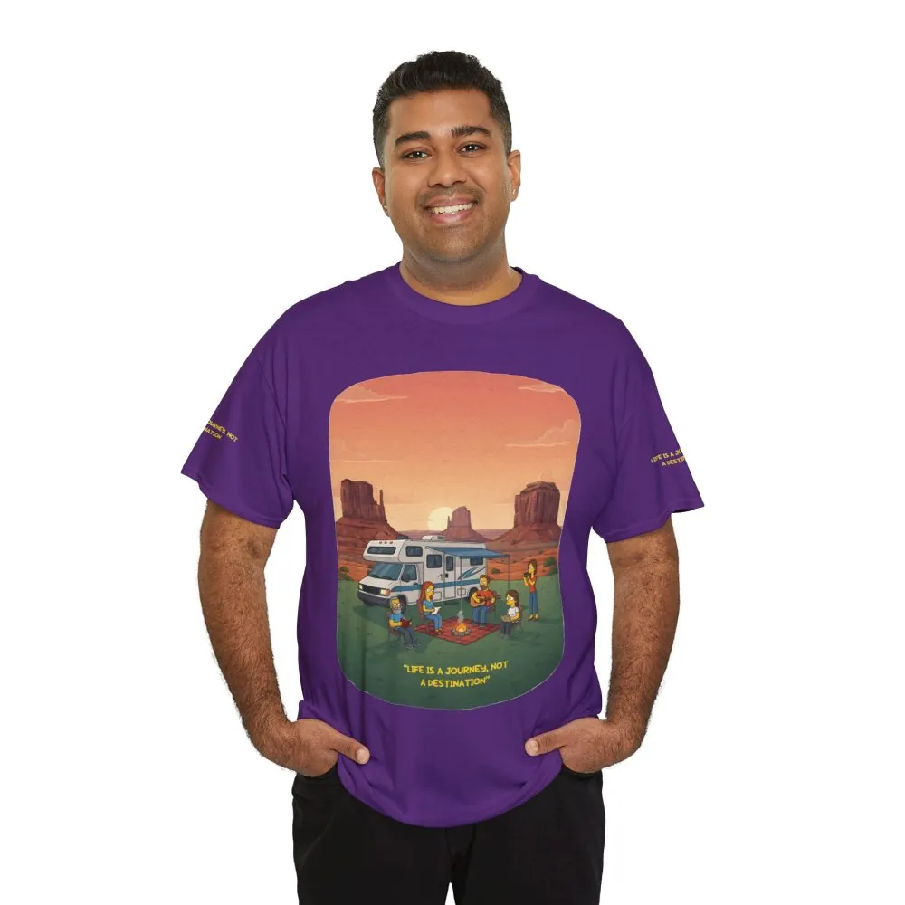 Unisex Heavy Cotton Tee — "Life Is A Journey-Not A Destination" Design Sitcom-Line