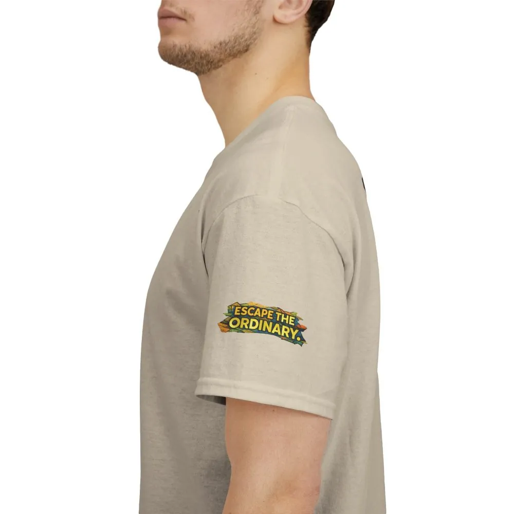 Unisex Heavy Cotton Tee — "Escape The Ordinary" Design Cubic-Line