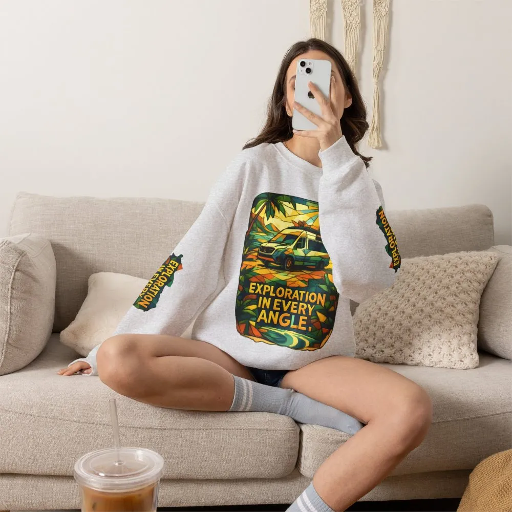 Unisex Heavy Blend™ Crewneck Sweatshirt — "Exploration In Every Angle" Design Cubic-Line