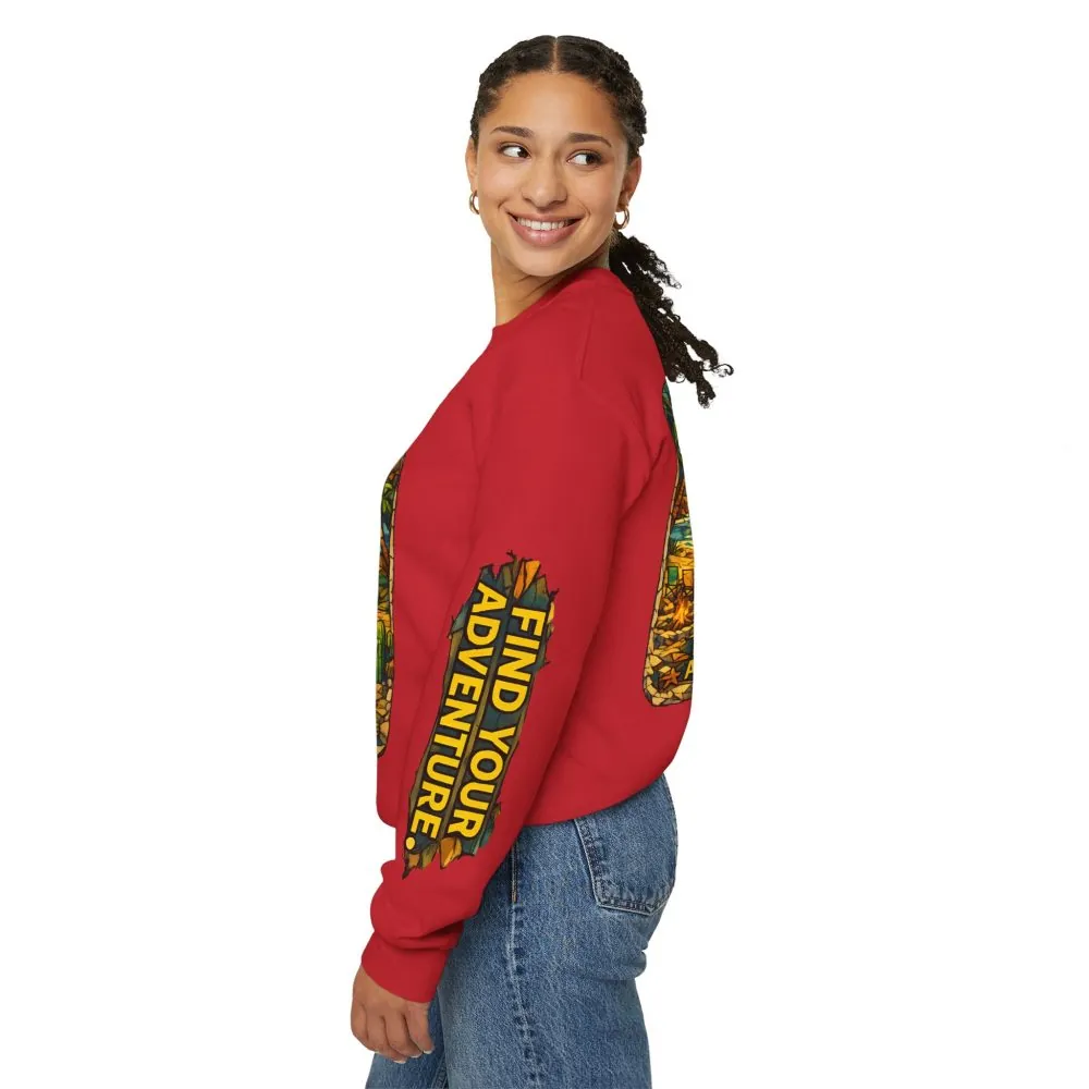 Unisex Heavy Blend™ Crewneck Sweatshirt — "Find Your Adventure" Design Cubic-Line