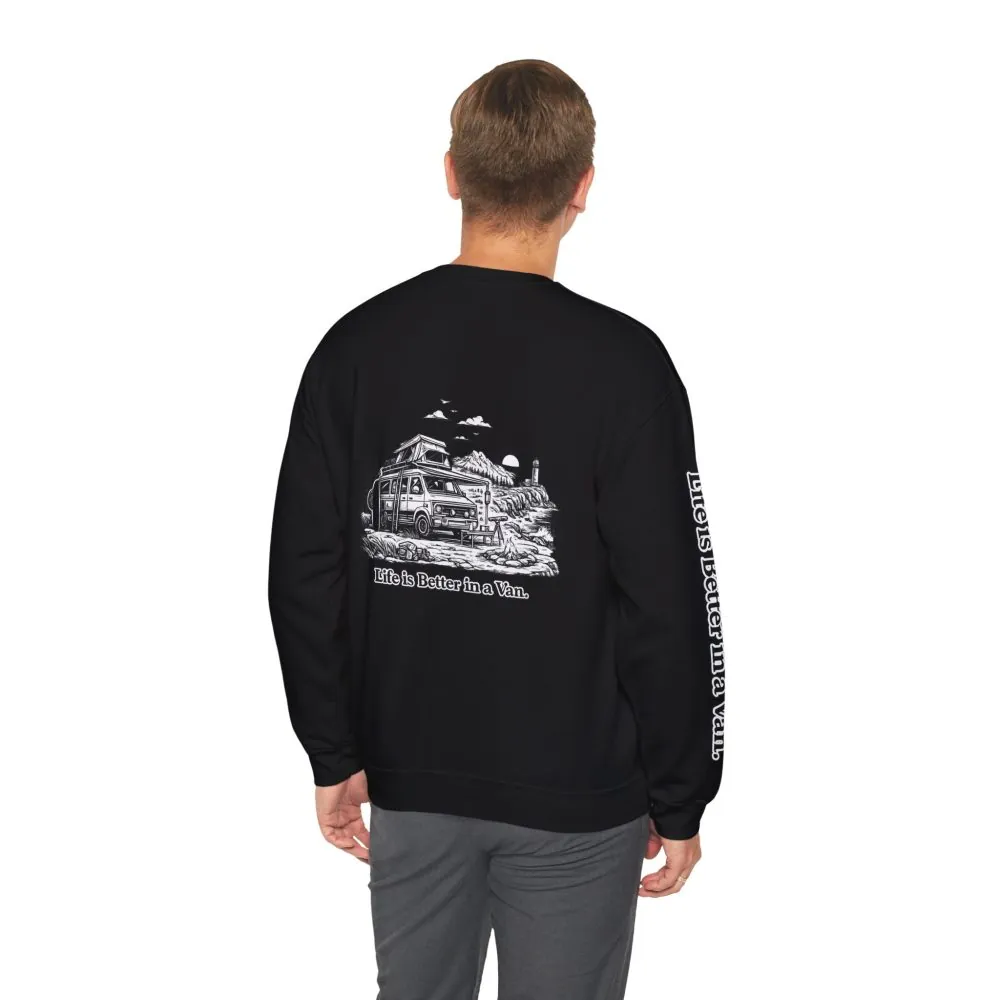 Unisex Heavy Blend™ Crewneck Sweatshirt — "Life Is Better In A Van" Design Minimal-Line