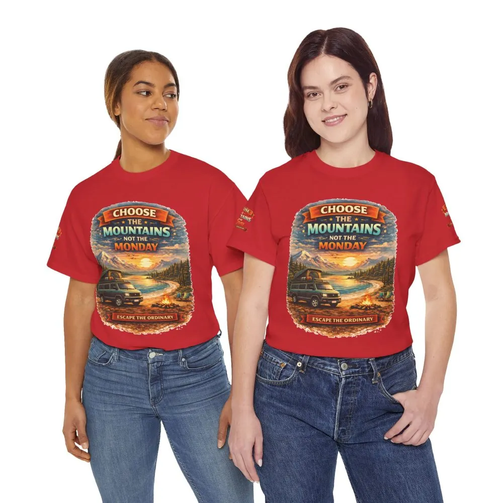 Unisex Heavy Cotton Tee — "Choose The Mountens" Design Scenic-Line