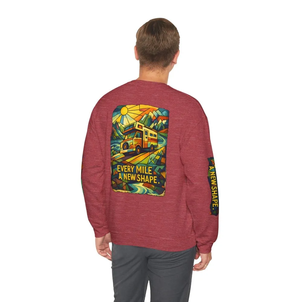 11723842913930006942_2048.jpeg Unisex Heavy Blend™ Crewneck Sweatshirt — "Every Mile A New Shape" Design Cubic-Line