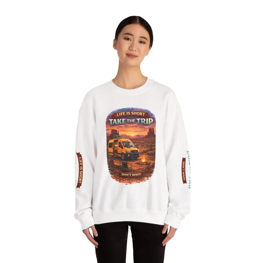 Unisex Heavy Blend™ Crewneck Sweatshirt — "Life Is To Short-Take The Trip" Design Scenic-Line