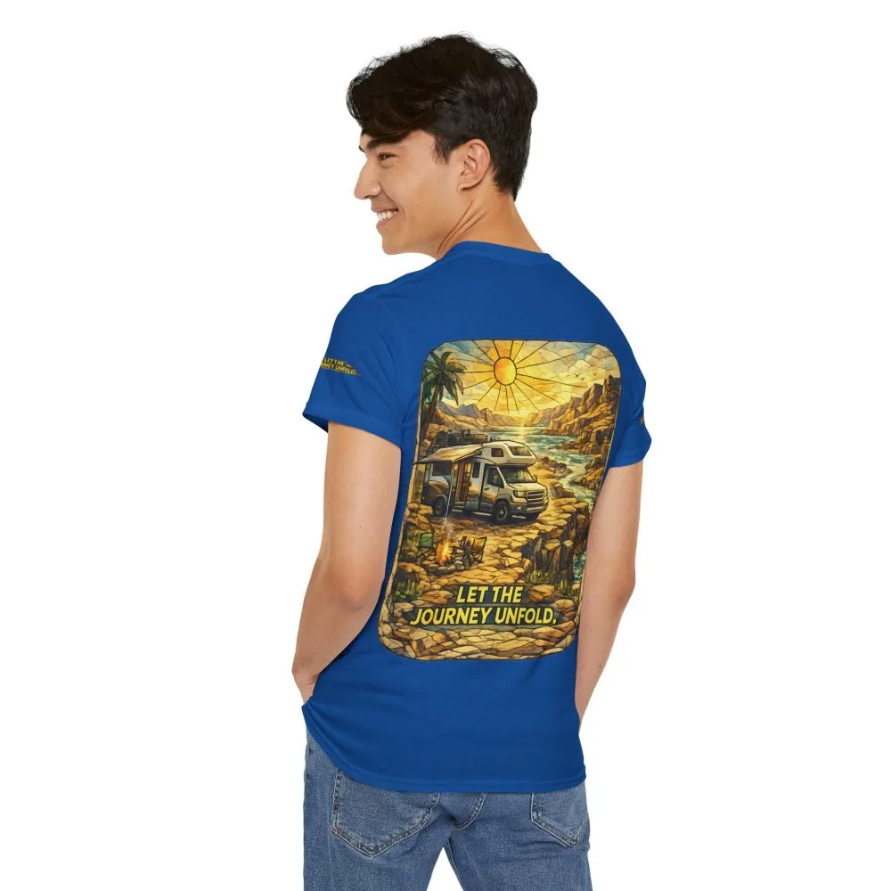 Unisex Heavy Cotton Tee — "Let The Journey Unfold" Design Cubic-Line
