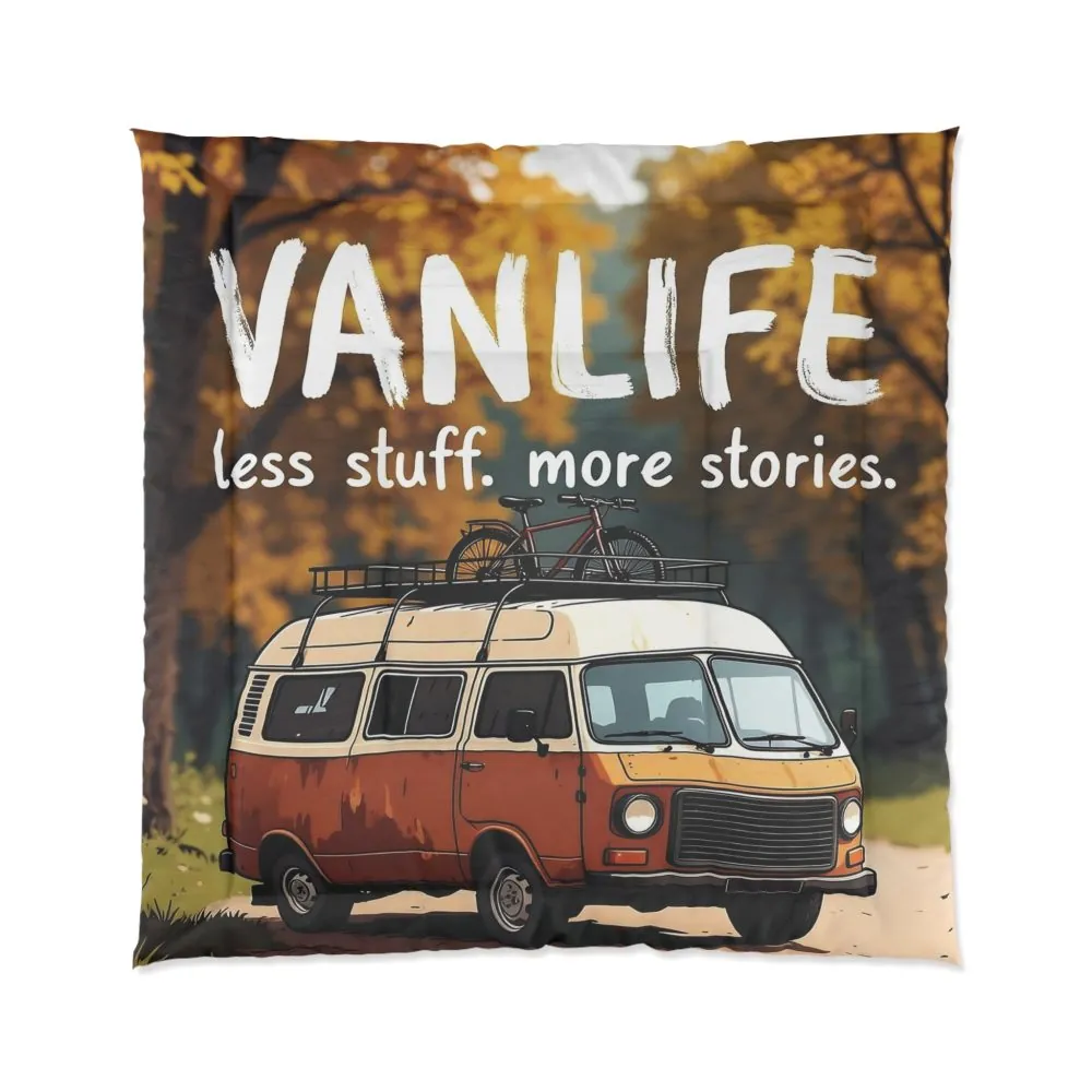 Comforter - Vanlife Retro Camper Comforter: "Vanlife — less stuff, more stories"