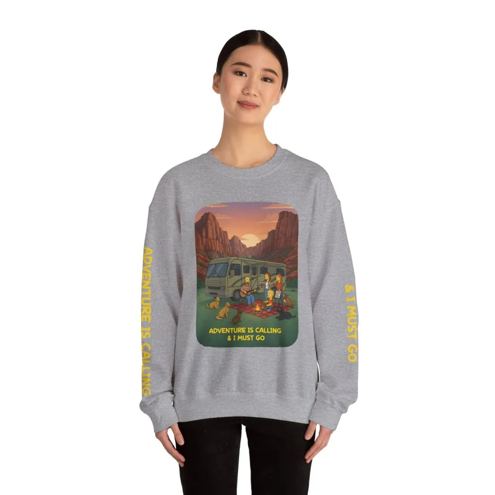 11743063355463622468_2048.jpeg Unisex Heavy Blend™ Crewneck Sweatshirt — "Adventure Is Calling-I Must Go" Design Sitcom-Line