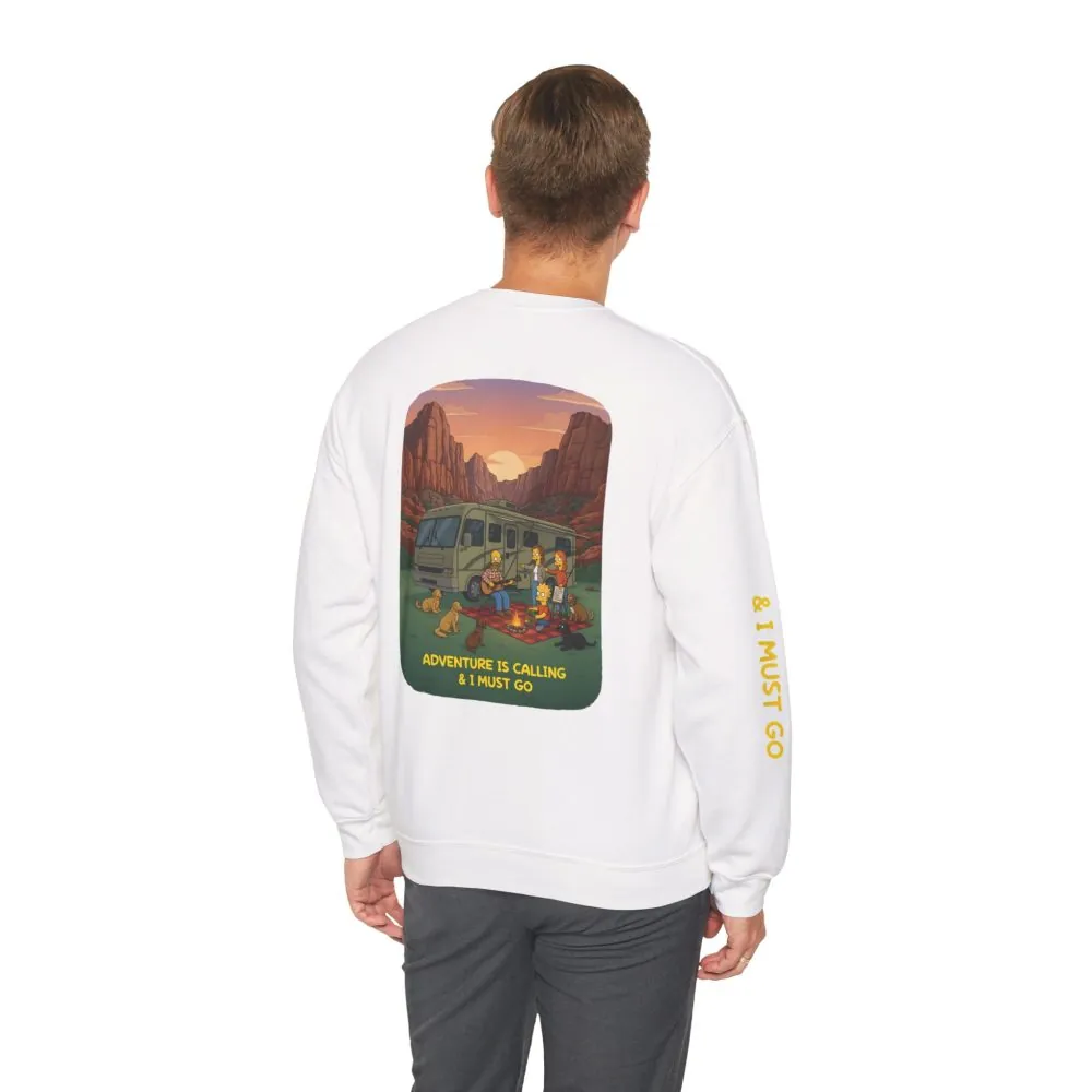 11748287383890675350_2048.jpeg Unisex Heavy Blend™ Crewneck Sweatshirt — "Adventure Is Calling-I Must Go" Design Sitcom-Line
