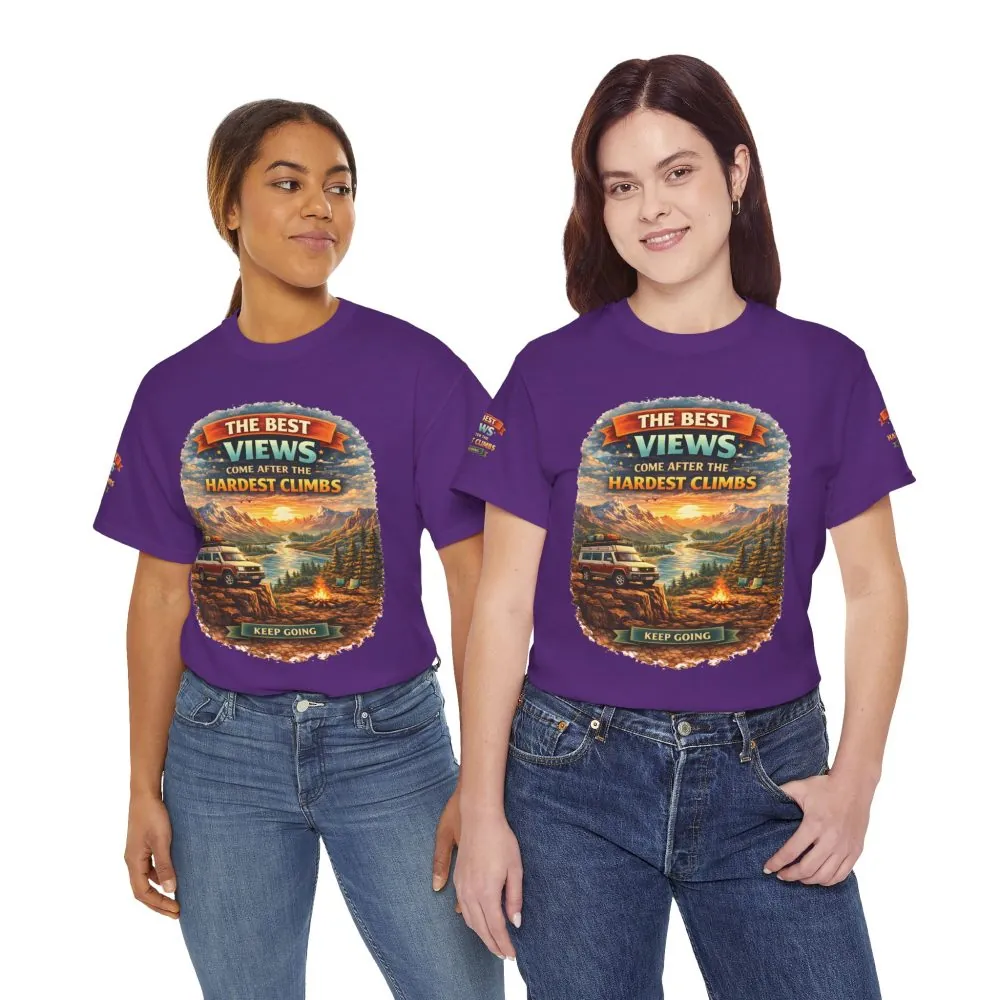 Unisex Heavy Cotton Tee — "The Best Views" Design Scenic-Line