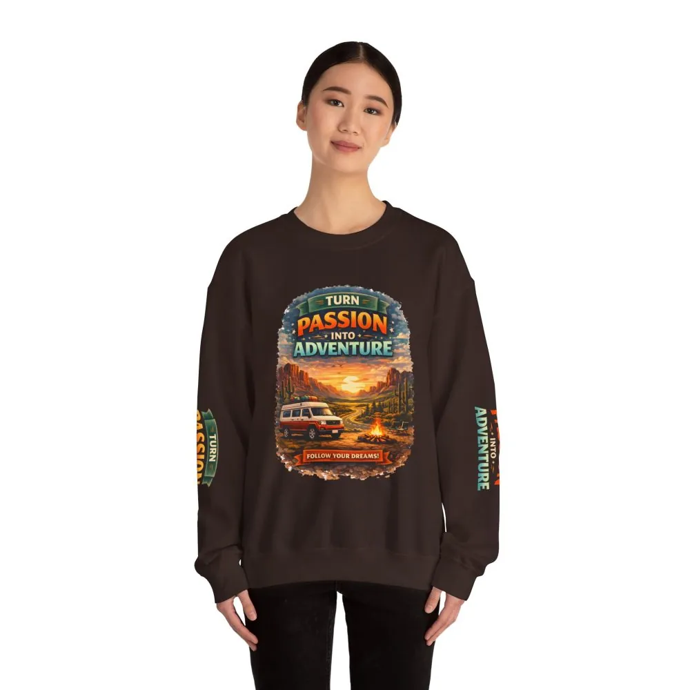 11760567931711298845_2048.jpeg Unisex Heavy Blend™ Crewneck Sweatshirt — "Turn Passion Into Adventure" Design Scenic-Line