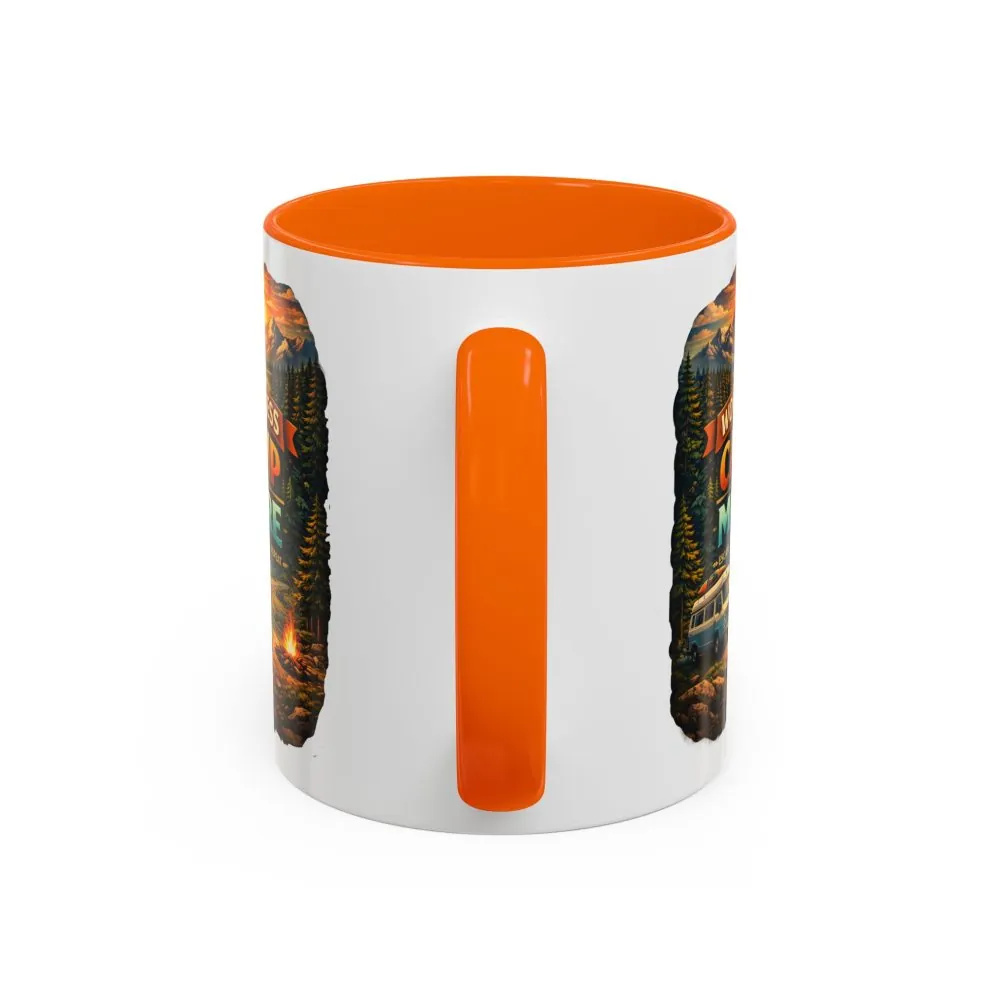 Accent Coffee Mug (11, 15oz) — "Work Less-Camp More" Design Scenic-Line