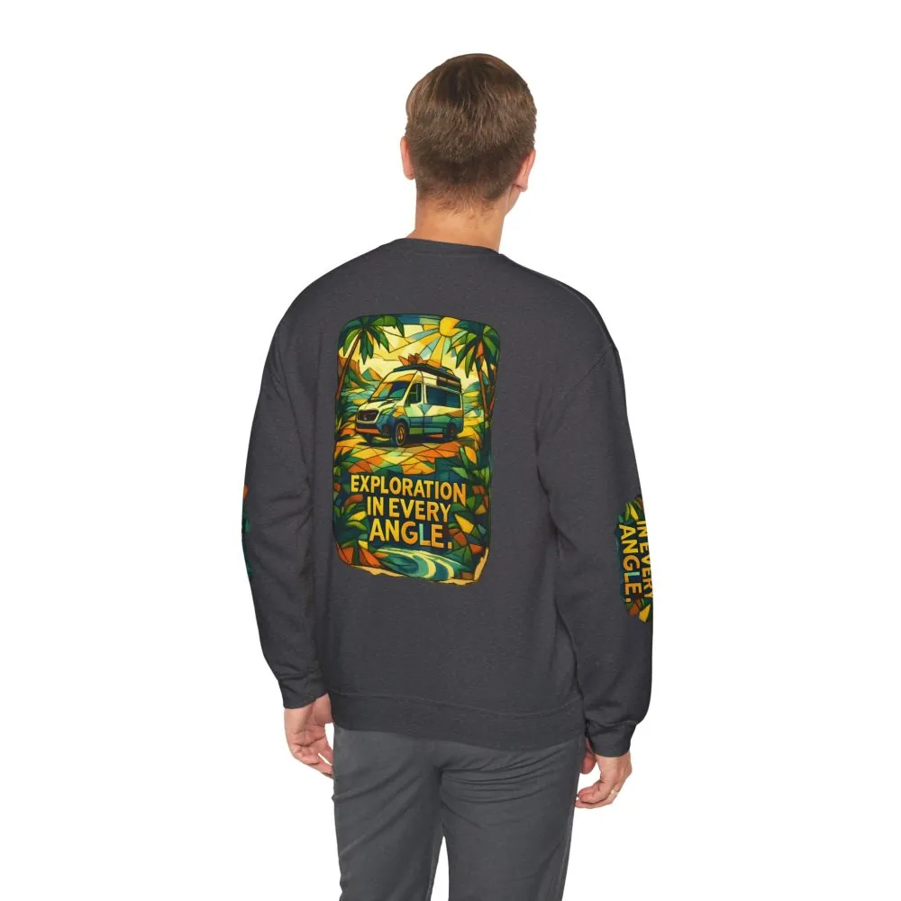 Unisex Heavy Blend™ Crewneck Sweatshirt — "Exploration In Every Angle" Design Cubic-Line