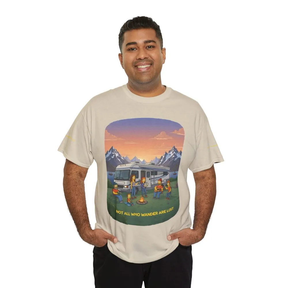 Unisex Heavy Cotton Tee — "Not All Who Wander Are Lost" Design Sitcom-Line