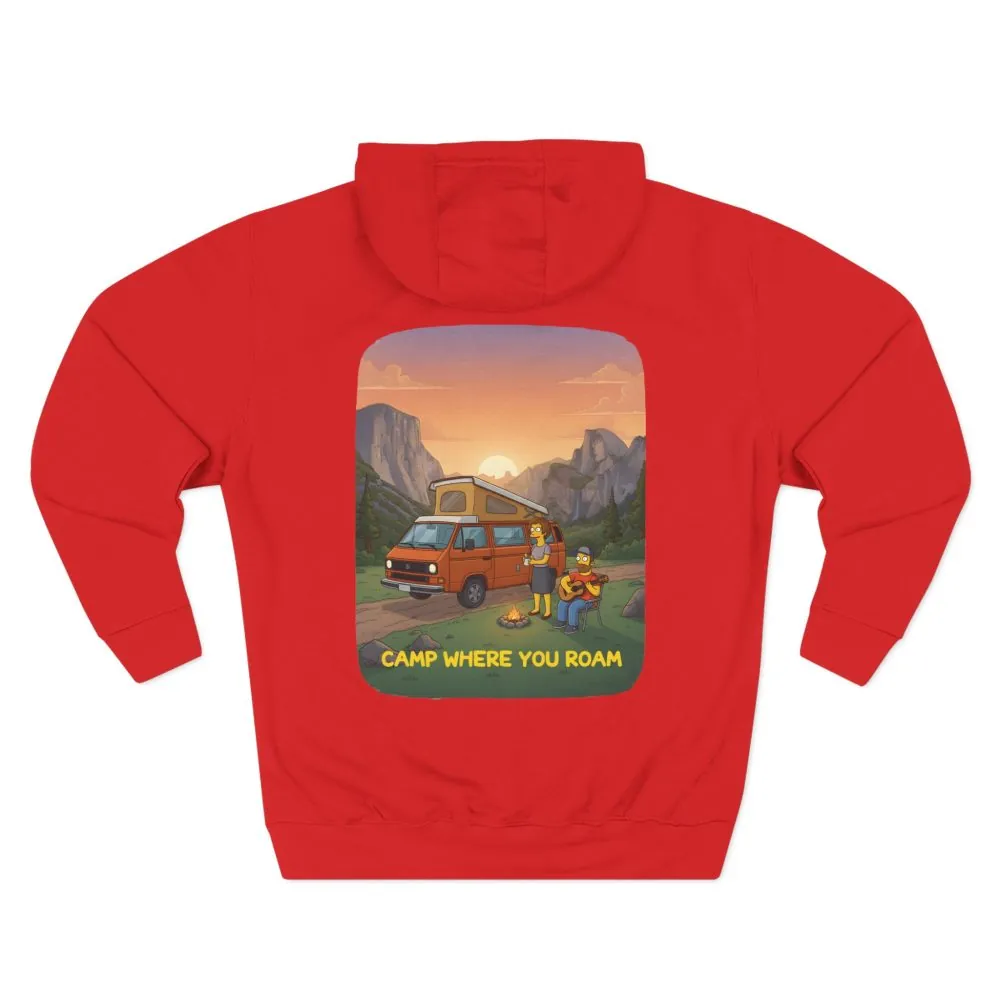 Three-Panel Fleece Hoodie - "Camp Where You Roam" Design Sitcom-Line
