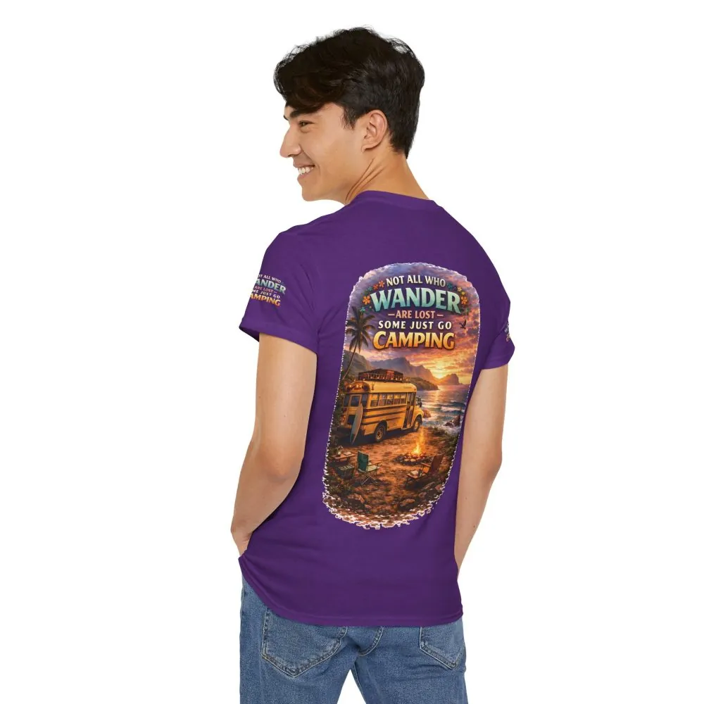 Unisex Heavy Cotton Tee — "Not All Who Wander Are Lost" Design Scenic-Line