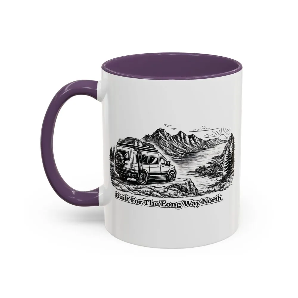 Accent Coffee Mug (11, 15oz) — "Built For The Long Way North" Design Minimal-Line