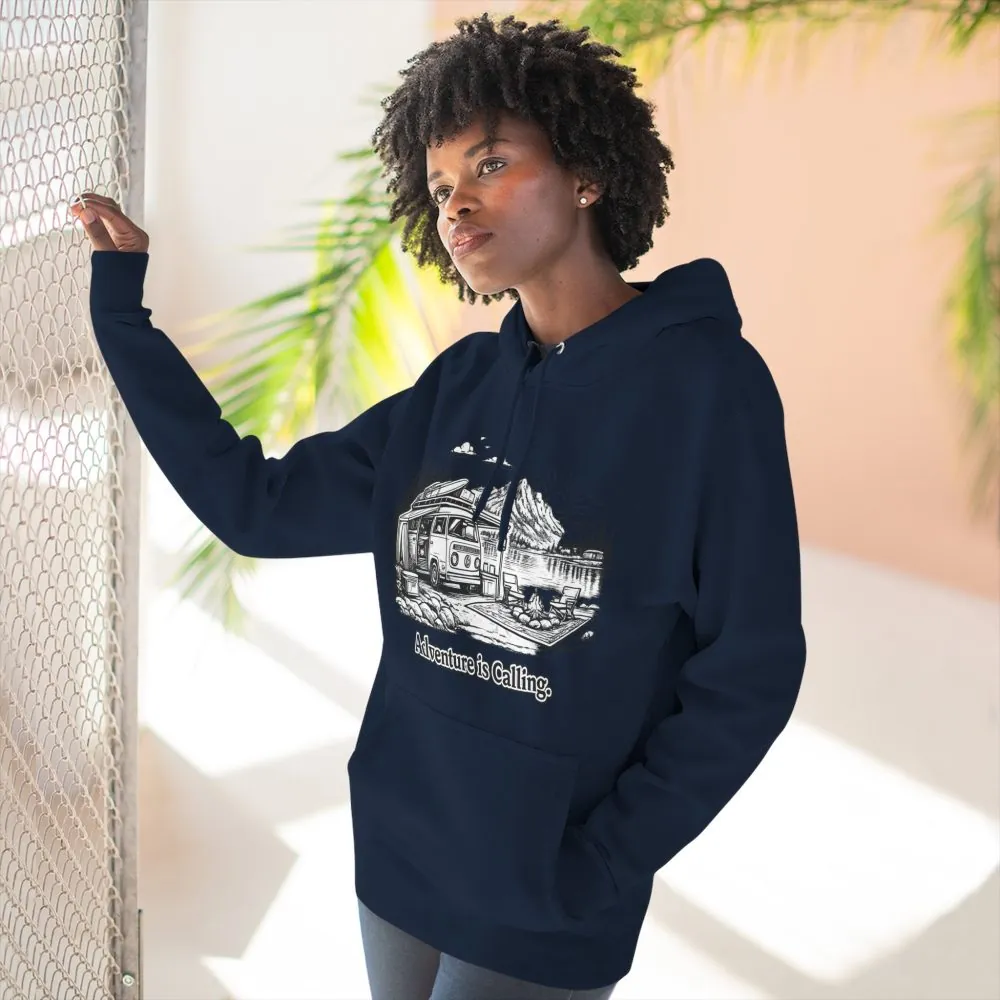 11831801955341208006_2048.jpeg Three-Panel Fleece Hoodie - "Adventure Is Calling" Design Minimal-Line