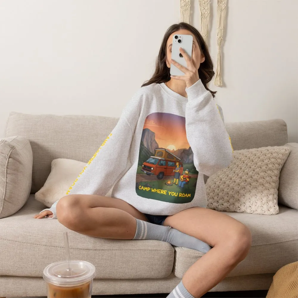 Unisex Heavy Blend™ Crewneck Sweatshirt — "Camp Where You Roam" Design Sitcom-Line