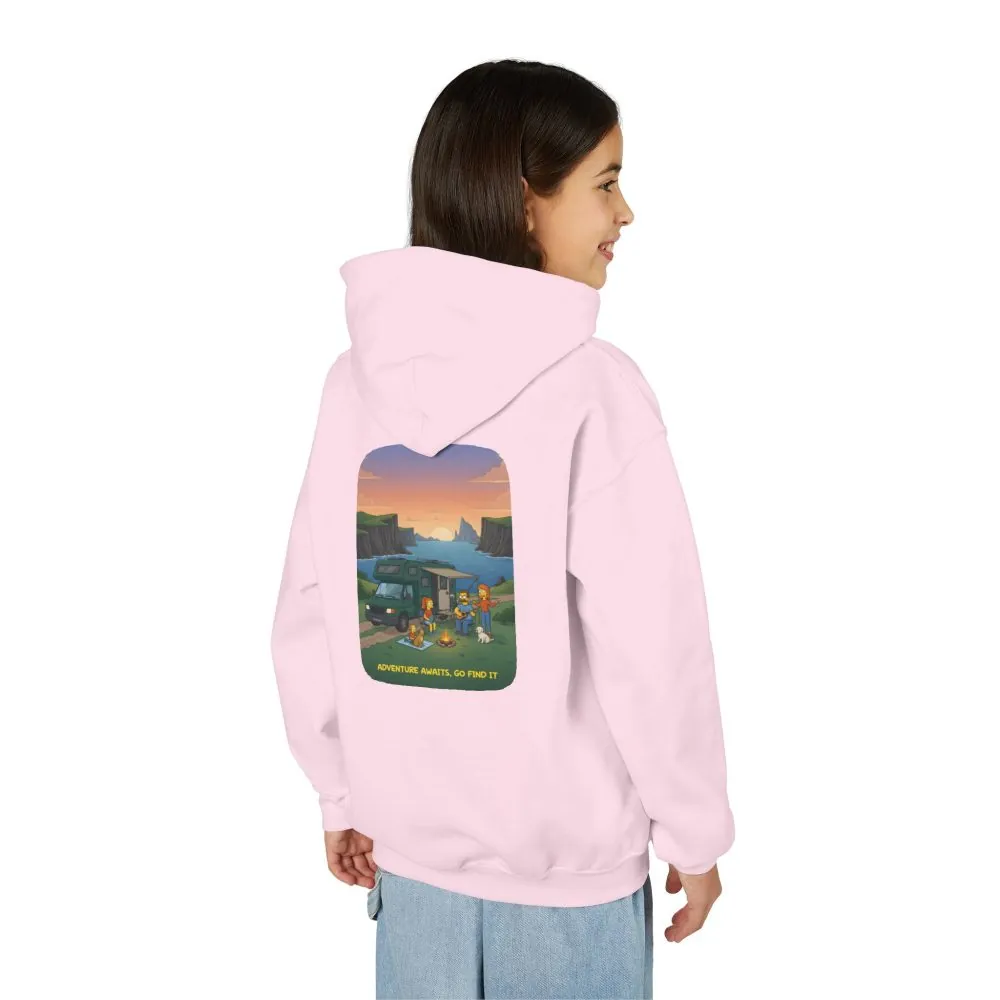 Youth Hoodie(Gildan) – "Adventure Awaits-Go Find It" (Design Sitcom-Line)
