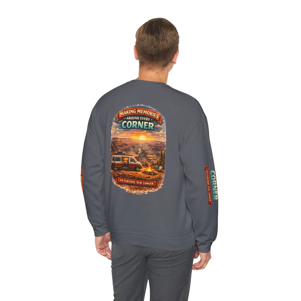Unisex Heavy Blend™ Crewneck Sweatshirt — "Making Memories Around Every Corner" Design Scenic-Line