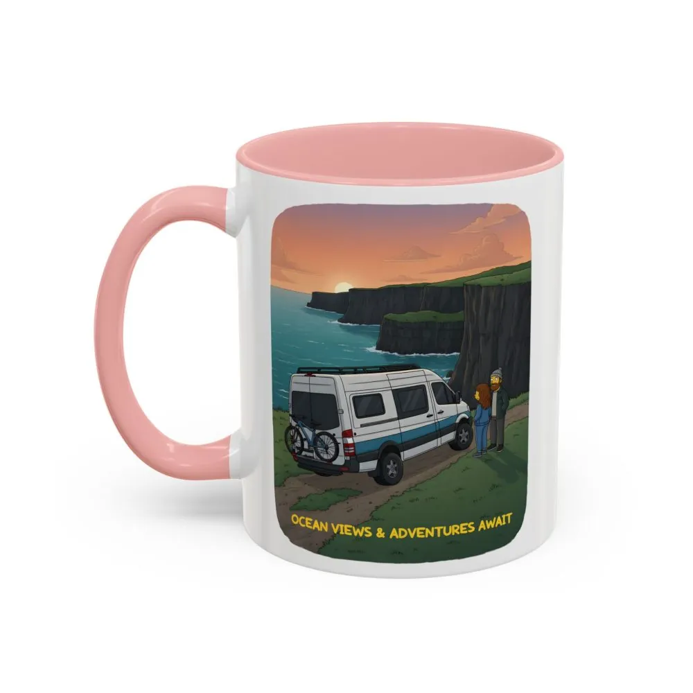 Accent Coffee Mug (11, 15oz) — "Ocean Views-Adventures Awaits" Design Sitcom-Line
