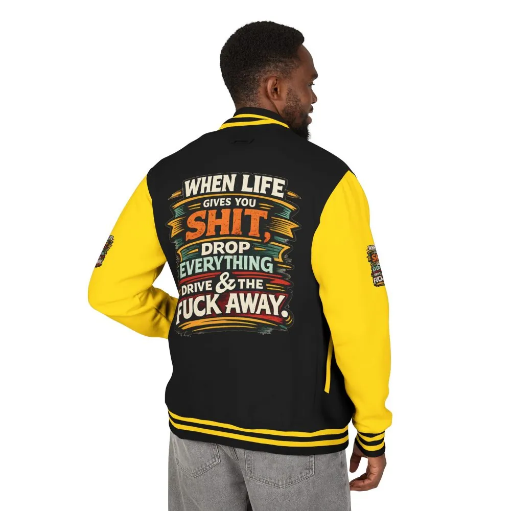 Unisex Heavyweight Letterman Jacket — "When Live Gives You Shit" Design F**K-Line