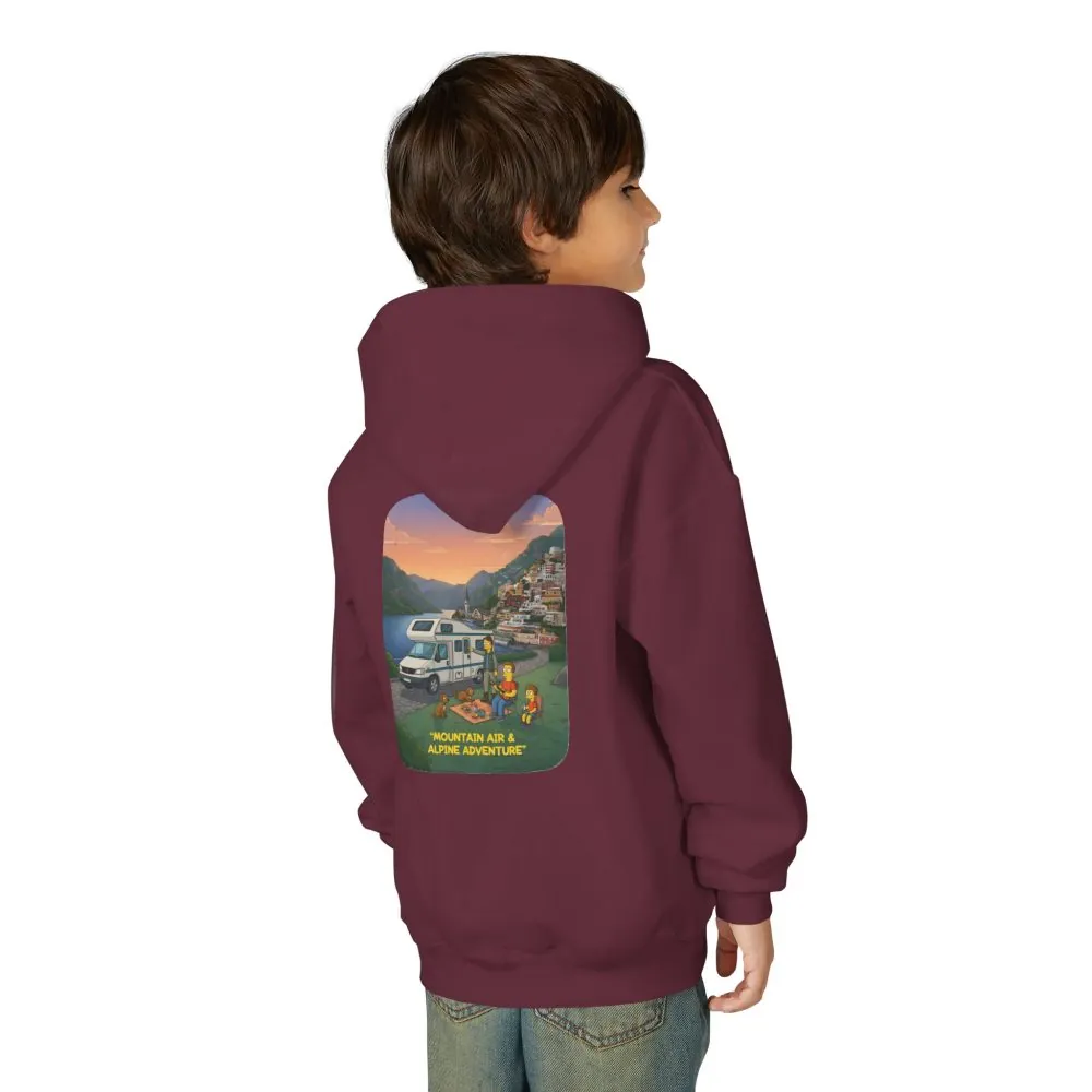 Youth Hoodie(Gildan) – "Mountain Air-Alpine Adventure" (Design Sitcom-Line)